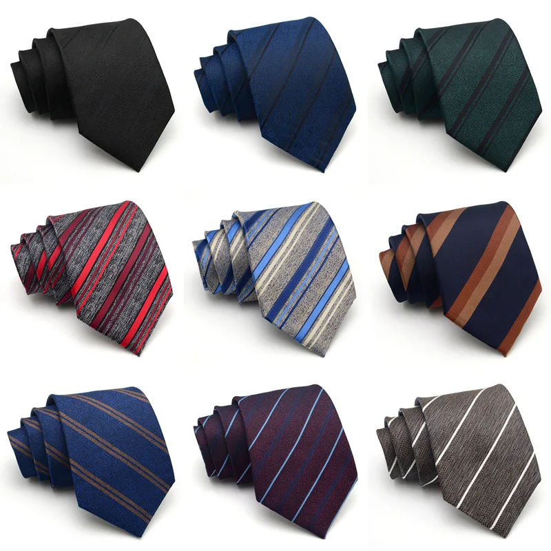 Luxus 8CM Herren Krawatte Krawatte Streifen Gestreifte Krawatten Für Mann Bräutigam Jacquard Gewebt Ascot Formale Business Party Zubehör