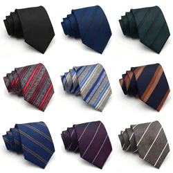 Luxury 8CM Mens Tie Necktie Stripes Striped Neck Ties For Man Groom Jacquard Woven Ascot Formal Business Party Accessories
