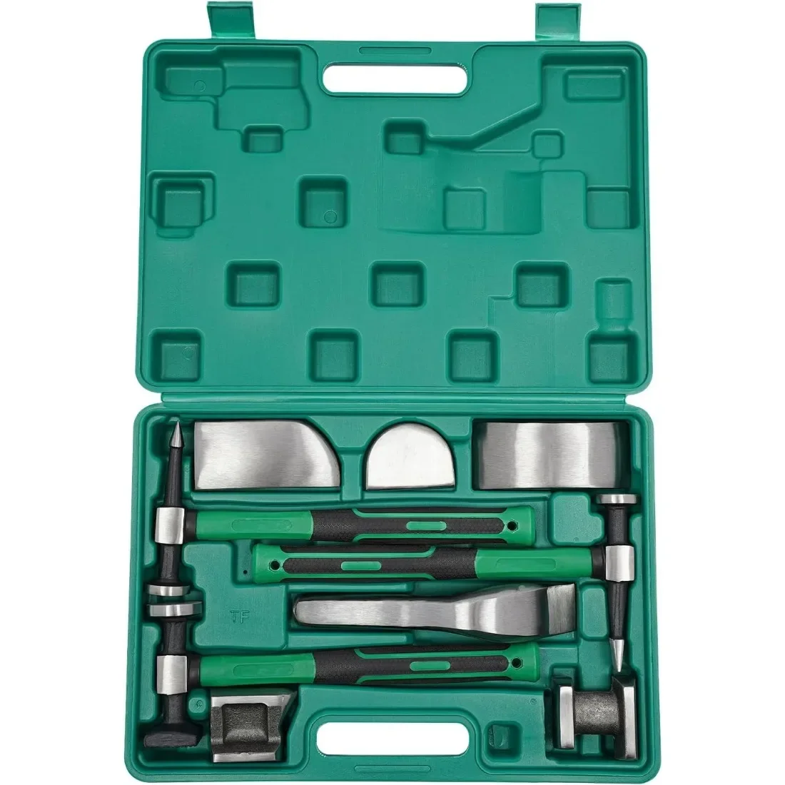 

9 шт., инструменты для ремонта молотка для кузова, набор инструментов для ремонта кузова, набор молотков для крыльев, набор инструментов для ремонта листового металла с футляром для переноски