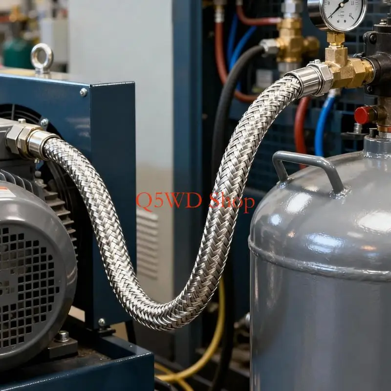 Q5WD 1/4Inch NPT X 20Inch Nonrust Steel Braided Air Hose Workshop Use