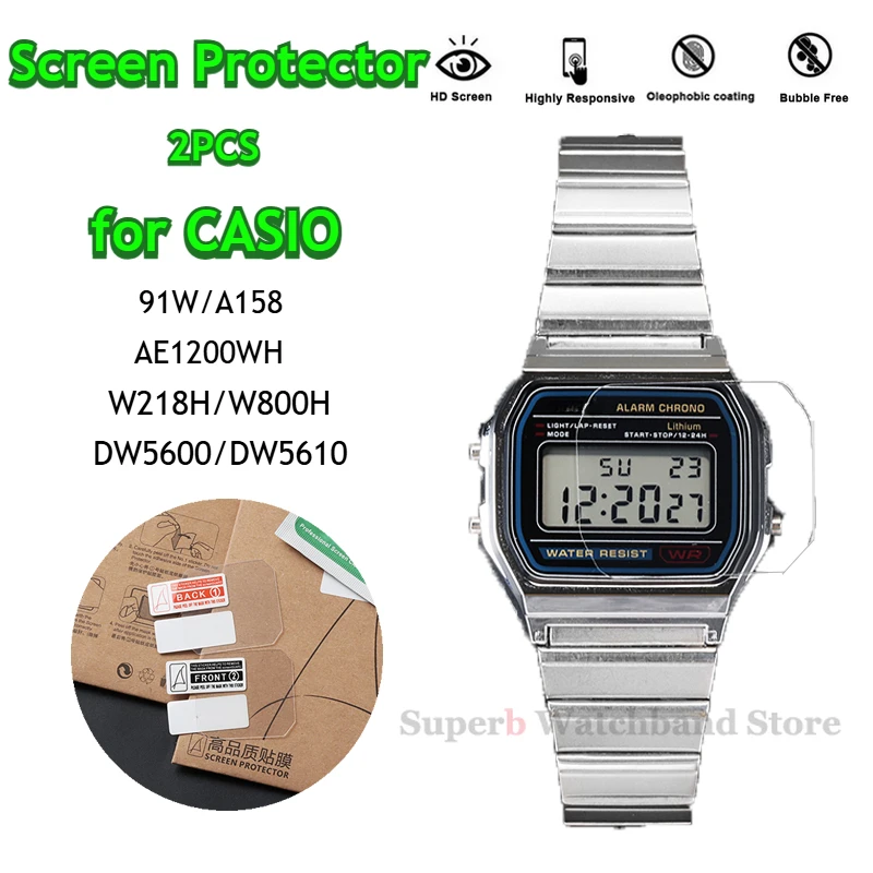 2/4/6Pcs Anti-shock HD Anti-scratch Protective Film for Casio F91W DW5600 DW5610 A158 AE1200WH Waterproof Screen Protector