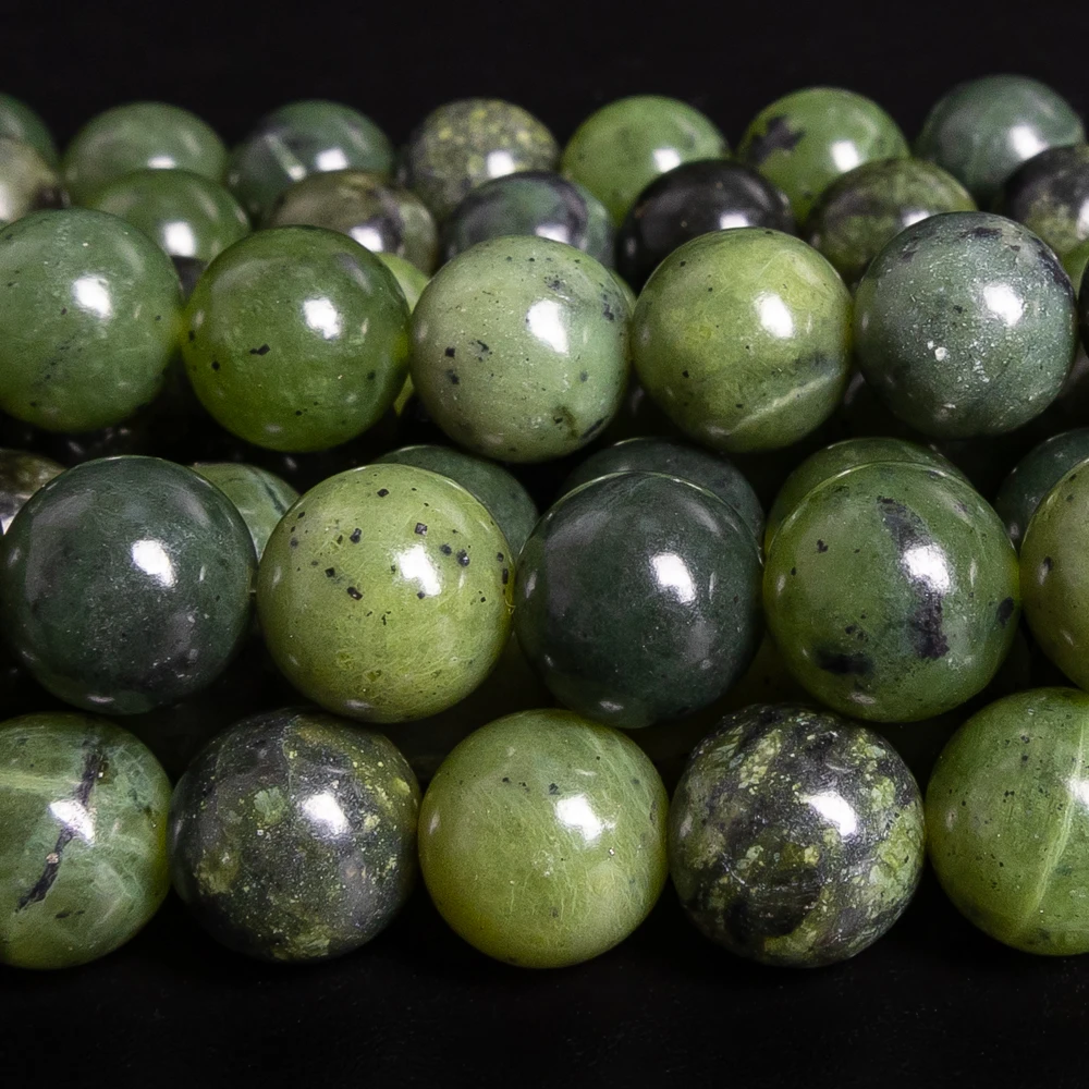 Genuine Natural Real Smooth Round Canadian Jade Gemstone Beads Loose Beads for Jewelry Making Approxi 15