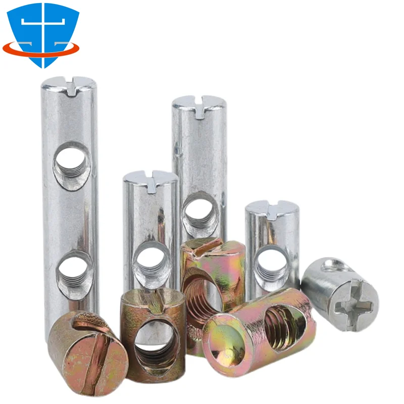 

10/5/2/1pcs M4 M5 M6 M8 Hammer Embedded Nut Barrel Bolts Color Zinc Steel Horizontal Hole Nut for Furniture Beds Crib Wood Chair