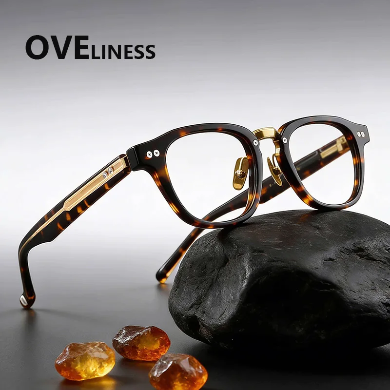 

Оправы для очков из ацетата и титана 2026: мужские и женские, ретро-квадратные, в японском стиле, винтажные оправы для очков