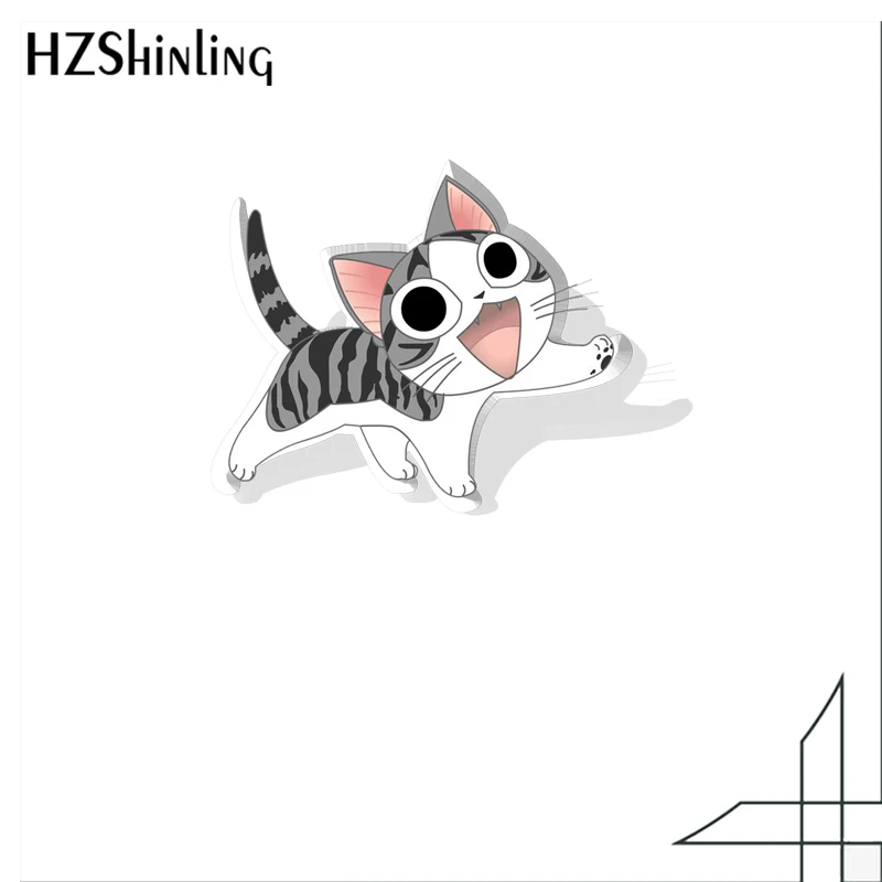 Cartoon Cute Striped Kitten Acrylic Collar Pin Pattern Anime Acrylic Lapel Pins Resin Acrylic Epoxy