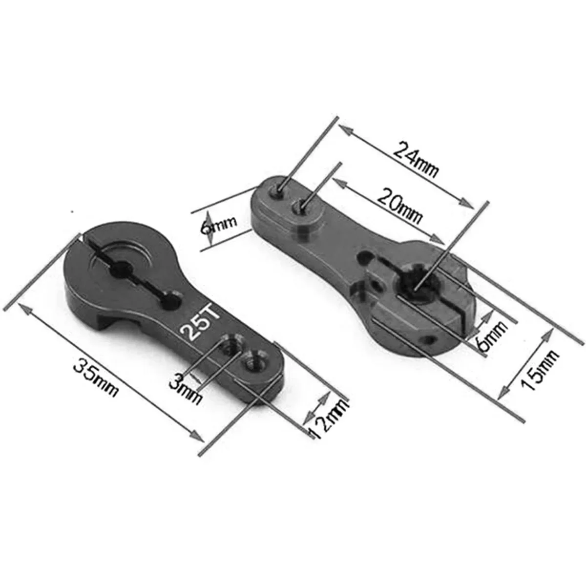 Klaxon de bras Servo en aluminium, 2 pièces, pièces de jouets, accessoires, outil RC 25T M3, pour Futaba Savox Xcore HL HSP HD Power Robot Rc voiture