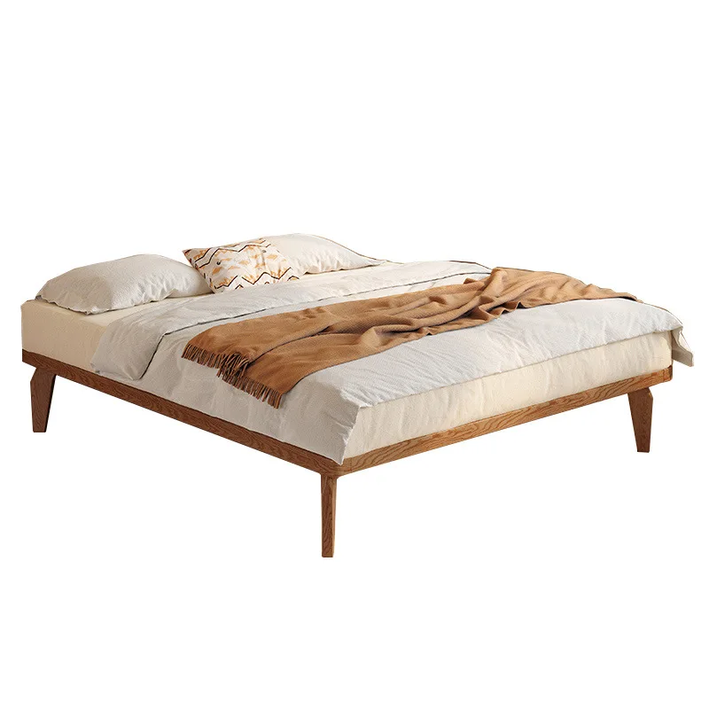 

Tall and simple small apartment single bed, ash solid wood bed