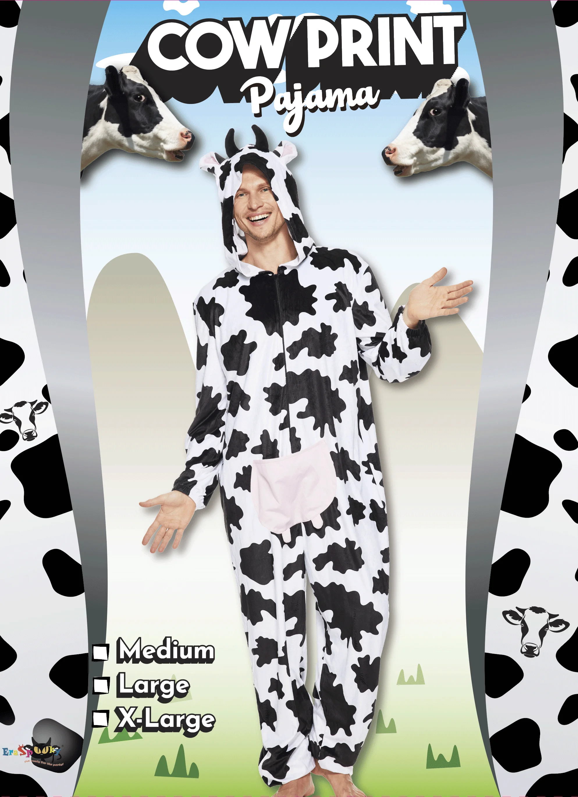 Eraspooky-Pyjama à Capuche en Forme de Vache pour Adulte, Vêtement de Nuit Complet, Animal Kigurumi, Cosplay, Carnaval, Costume de Noël, pour Femme