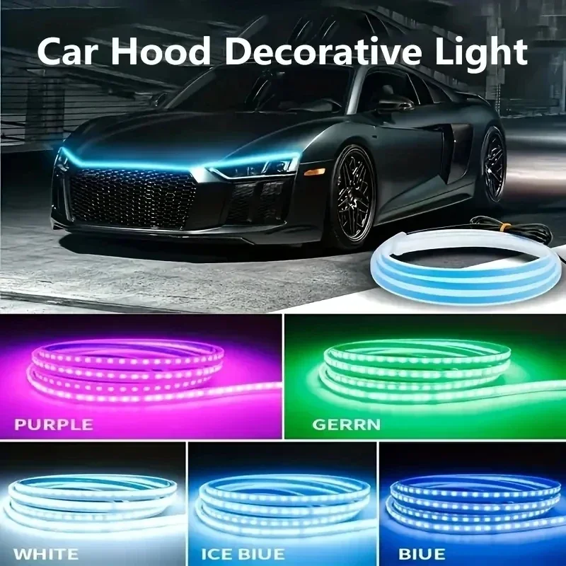 Car Led Light Strip Scan Starting for Hood Flexible Strip Decor Lamp Fit Car Daytime Running Light Waterproof Constant DRL ligh