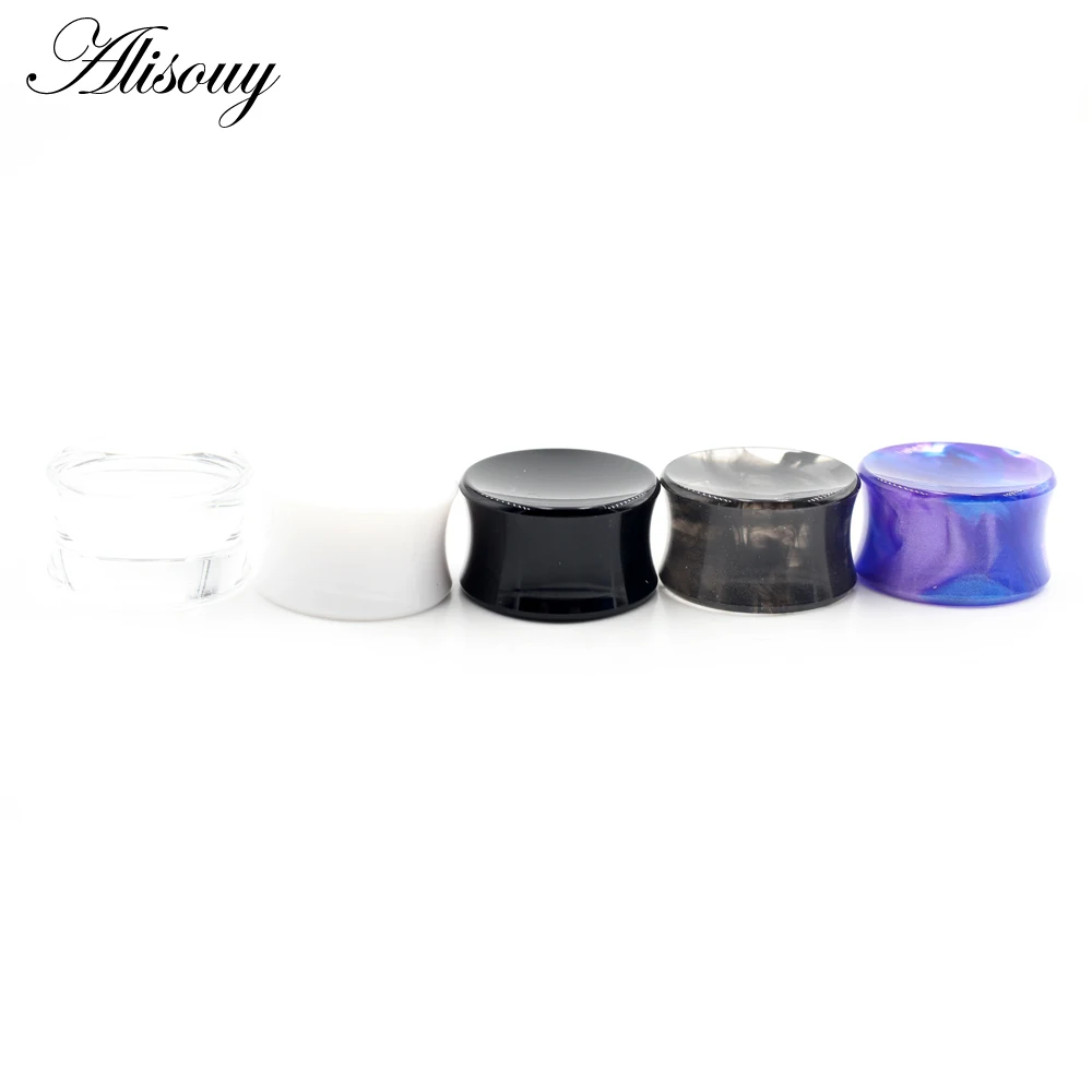 2Pieces Trendy Concave Acrylic Transparent Smog Double Flared Ear Tunnels Plugs Expander Stretcher Gauges Piercing Body Jewelry