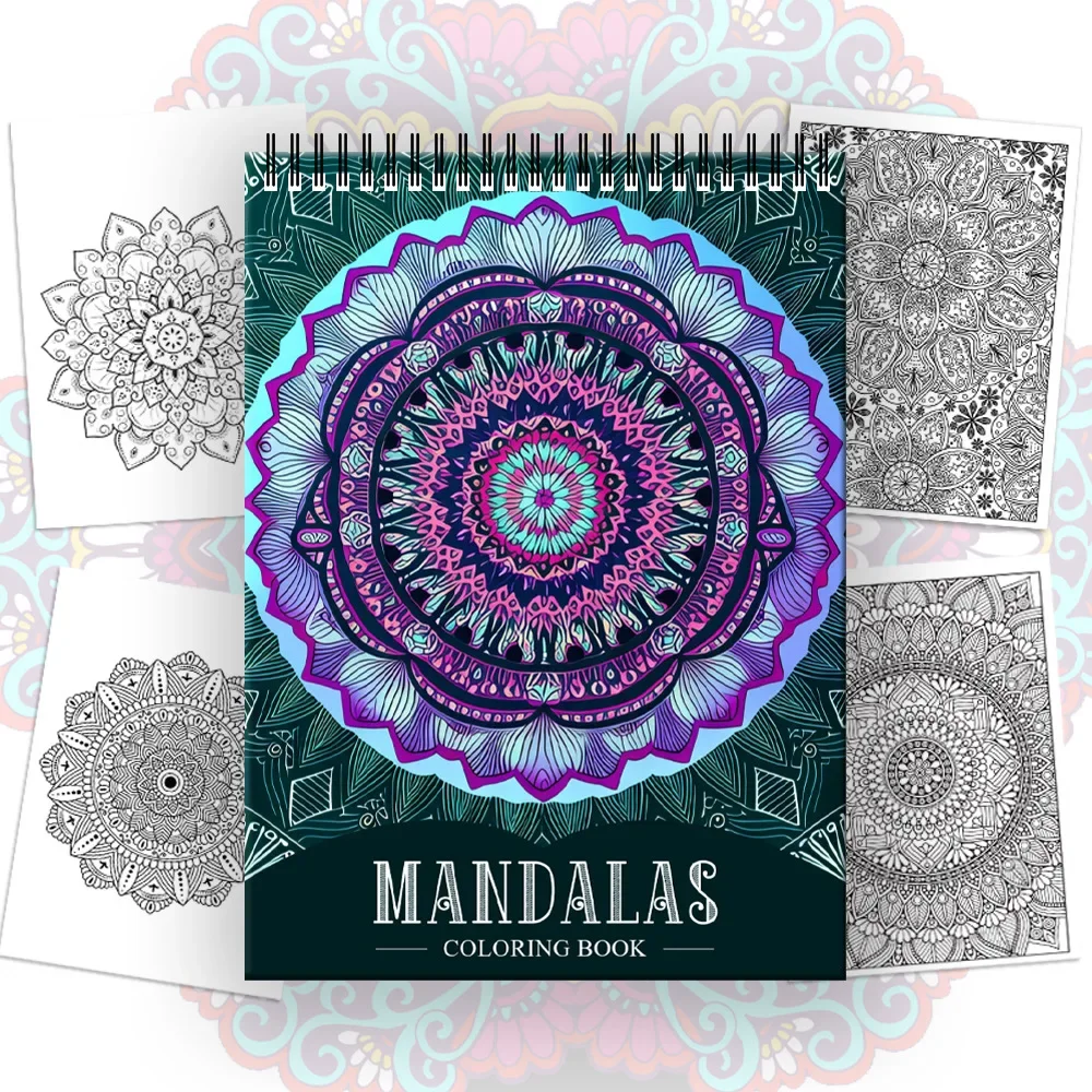 

60-странечная креативная книжка-раскраска с блестящей мандалой для взрослых, книжка-раскраска для снятия стресса, художественный карандаш, цветная книжка-раскраска для рисования