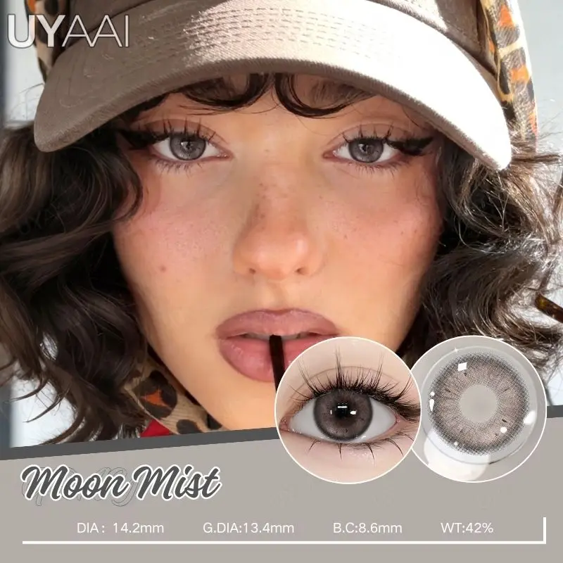 Lentes de Contacto UYAAI NUEVAS, Lentes de Color Azul para Ojos Bonitos, Lentes de Color Marrón Natural para Ojos Grandes, Lentes de Color Gris para Maquillaje, Lentes de Color Verde para Belleza