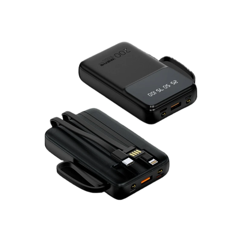5000/10000mAh Fast Charging Mini Power Bank Built-in Cable Large Capacity External Battery Compatible For iPhone Android Phones