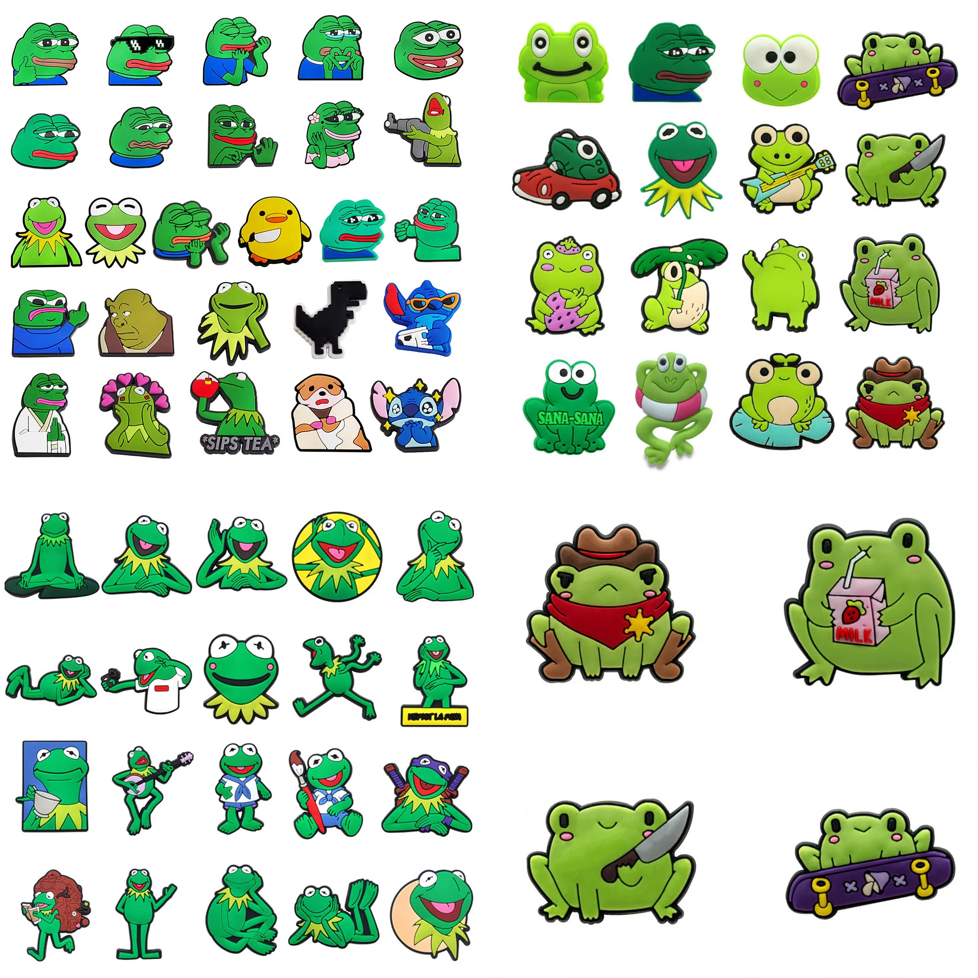 7-100pcs Frog Series Shoe Charms For Sandals,Shoe Decoration Accessories Shoe Pins Great Gift For Men Women