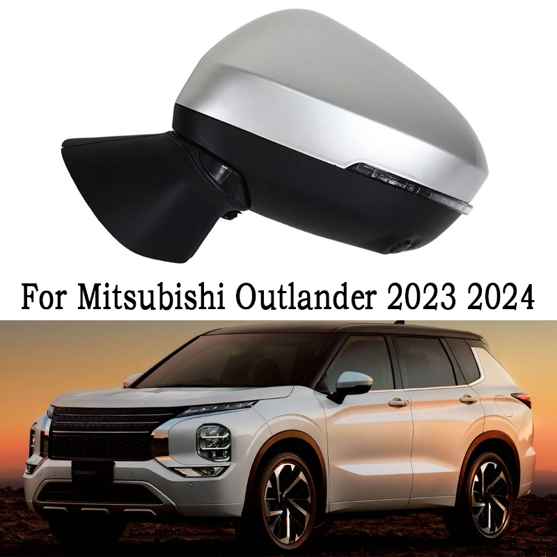For Mitsubishi Outlander 2023 2024 9+1Pin Reversing Mirrors Rear Mirror Assembly With Turn Lamp Camera Power Fold Paintable