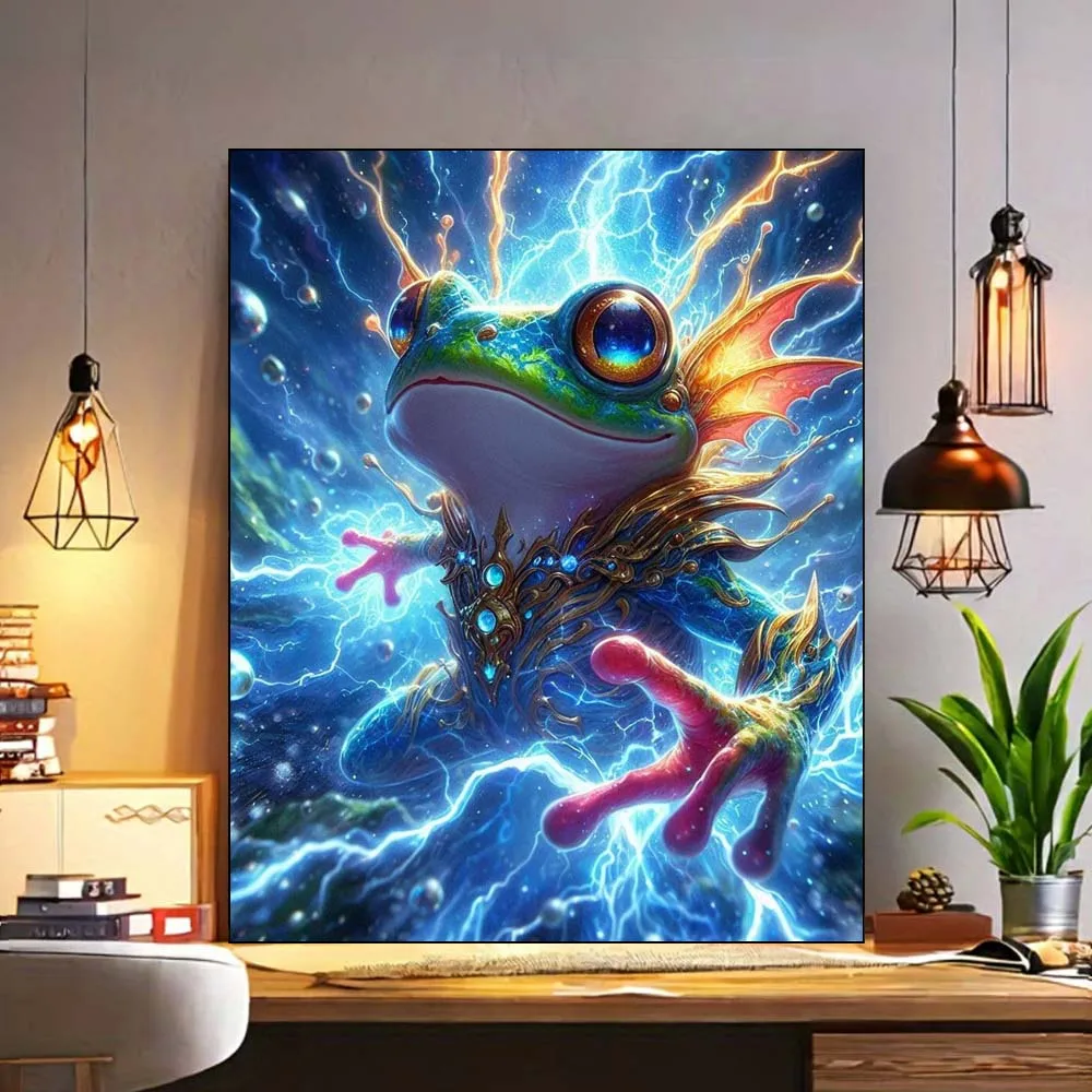 

Втратно подробная фантастическая лягушка с золотой доспехами, холст для начинающих, набор красок «сделай сам» по номерам без рамы