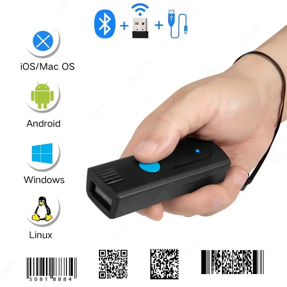 

Мини-сканер штрих-кода Packot, беспроводной и Bluetooth-считыватель Qr-кодов, портативный 1D 2D-сканер штрих-кода, портативный для курьерского логистического магазина