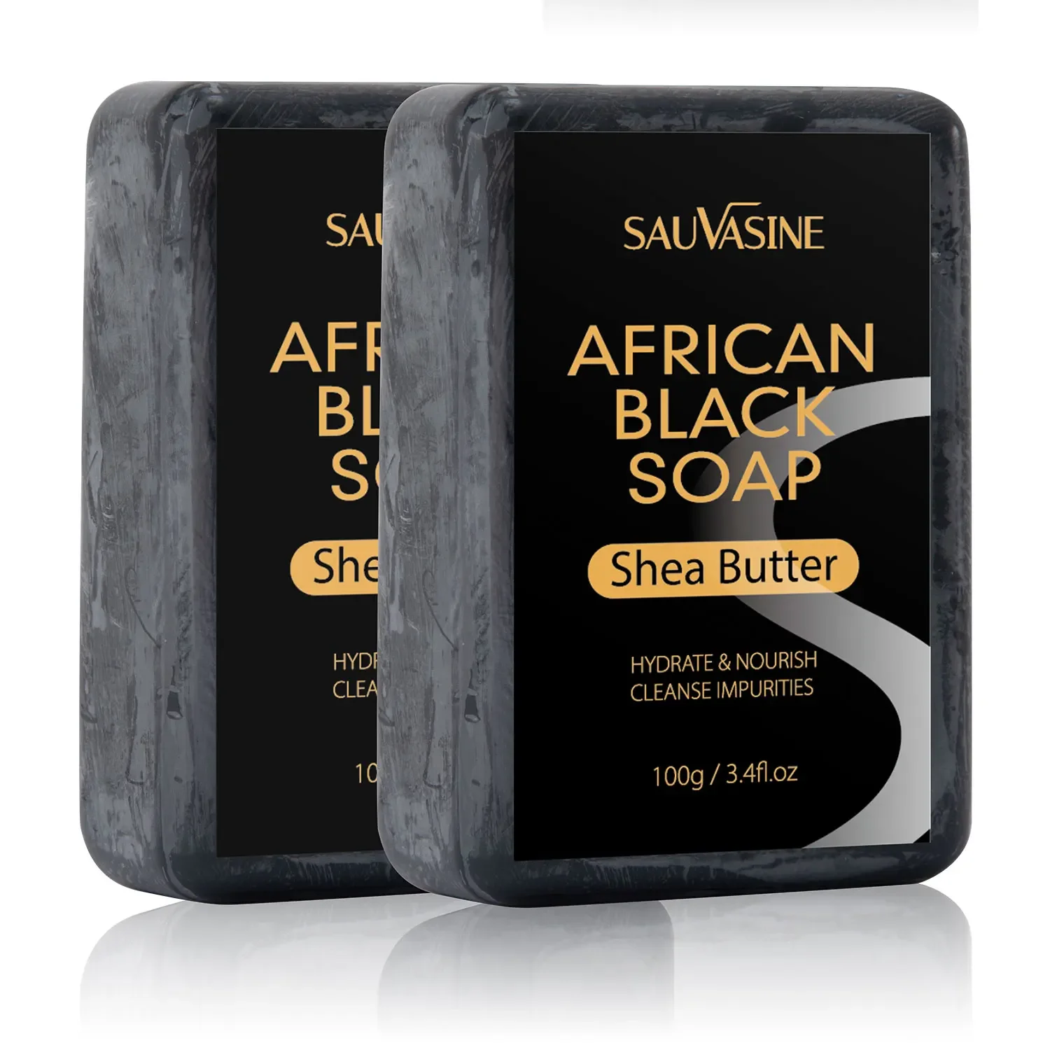 100g Sabonete PRETO Africano para Cuidados com a Pele - Limpeza Profunda Esfoliação Hidratante Tratamento de Acne e Resultados de Pele Suave