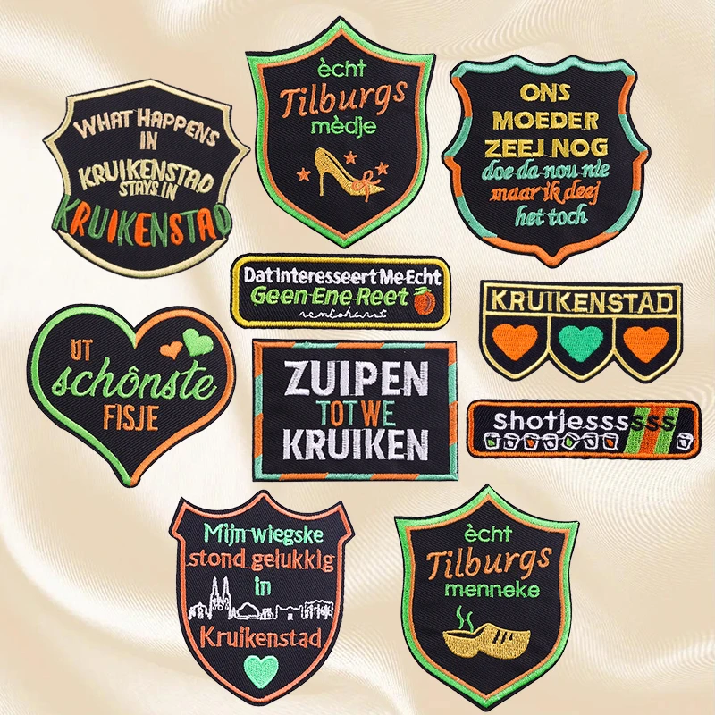 10PCS NEW Set Netherland Kruikenstad Emblem Embroidered Patches Netherland Carnival Patch Iron On Patches For Clothing Sew DIY