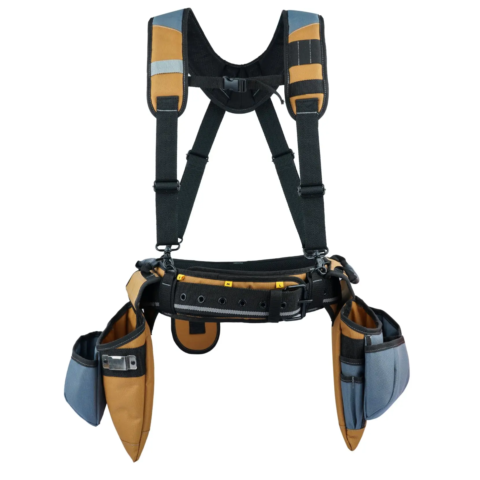 Belt with Suspenders - Pro Framer Belt/Suspenders Combo Apron with Multiple Pockets & Hammer Holder for Carpenter,Construction