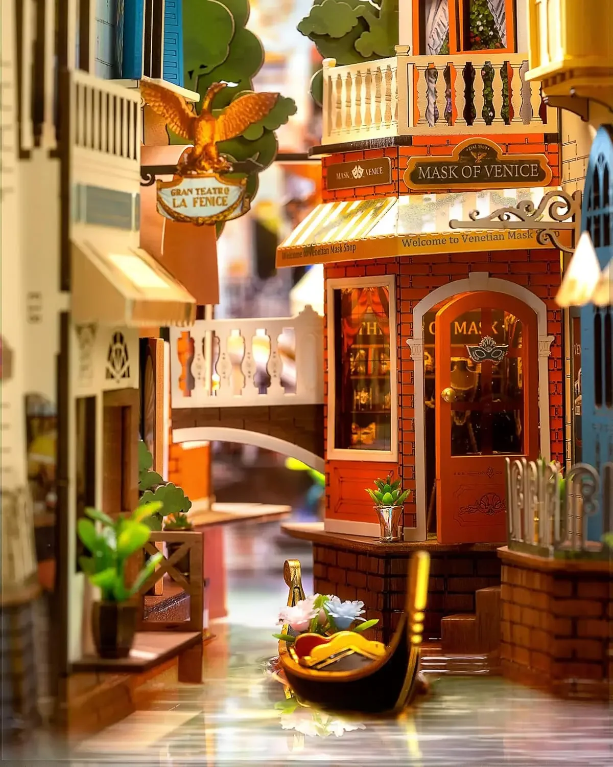 

НОВЫЕ романтические наборы уголоков для венецианских книг со светодиодной подсветкой, 3D деревянная головоломка, подставка для книг, книжная полка, миниатюрный комплект дома для взрослых