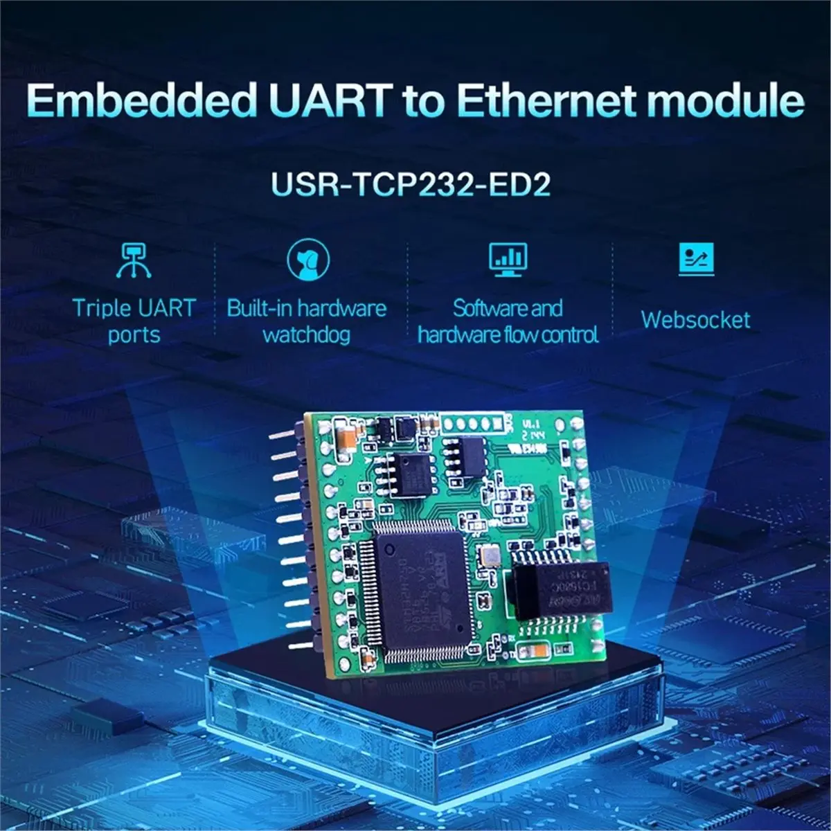ترقية 400 ميجا هرتز الإصدار 3 X UARTs TTL إلى وحدات إيثرنت - محول وحدة IP TCP232-ED2