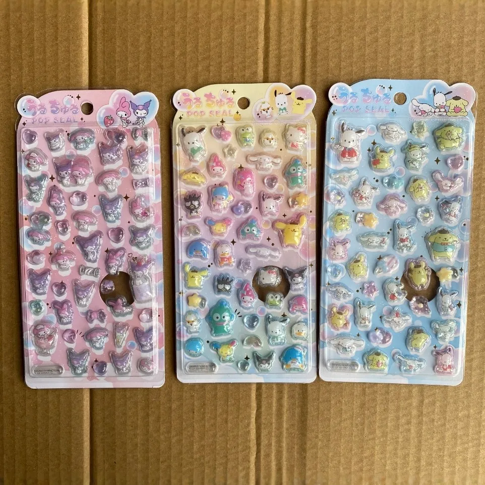Hot 4PCS HelloKitty 3D PVC Stickers Kuromi My Melody Cinnamoroll Kawaii Sticker for Journal Scrapbook Laptop Phone Case DIY