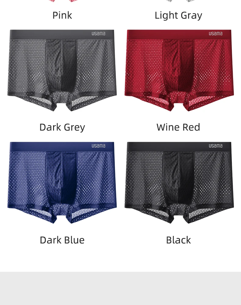 4 stücke Herren Boxershorts Eis Seide Unterwäsche plus Größe Unterhosen cool atmungsaktiv sexy schlanke Höschen Mesh Dessous Großhandel Lose – Detail 7