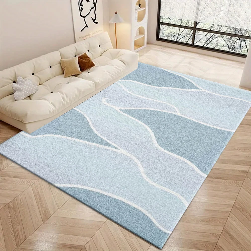Printed Rug Abstract - Modern Curved Line Carpet Flooring Light