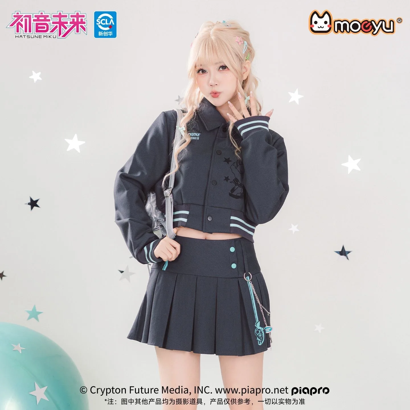 Moeyu Hatsune Miku Plaid Pleated Short Skirts Mini Skirts for Women High Waist JK Dress Vocaloid Cosplay Costume Woman Clothing