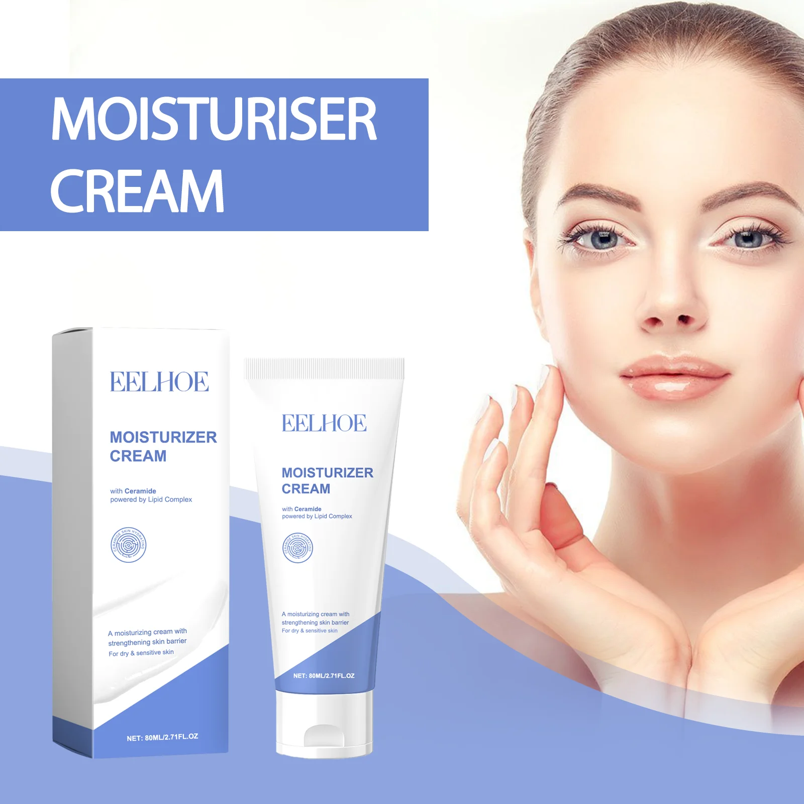 Ship from US Ceramide Moisturizer Cream 80ml Hydrating Face Cream with Hyaluronic Acid Squalane for Dry Sensitive Skin Barrier Strengthening