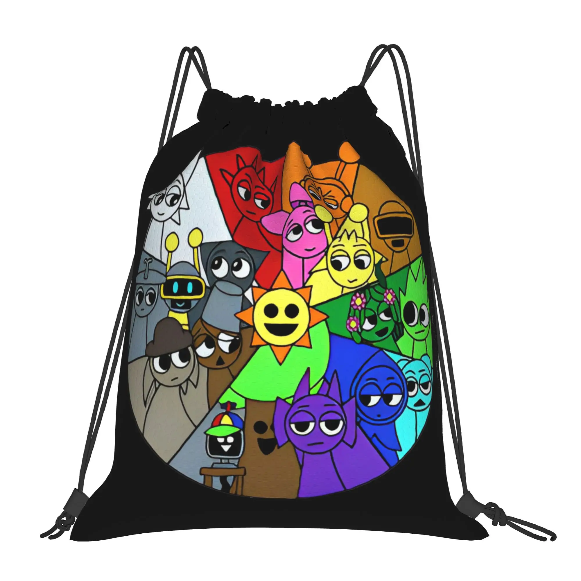 Sprunki Backpack Drawstring Football Bags Gym Bag Water Resistant Beats Game String Sackpack for Cycling 36cm (W) x 43cm (H)