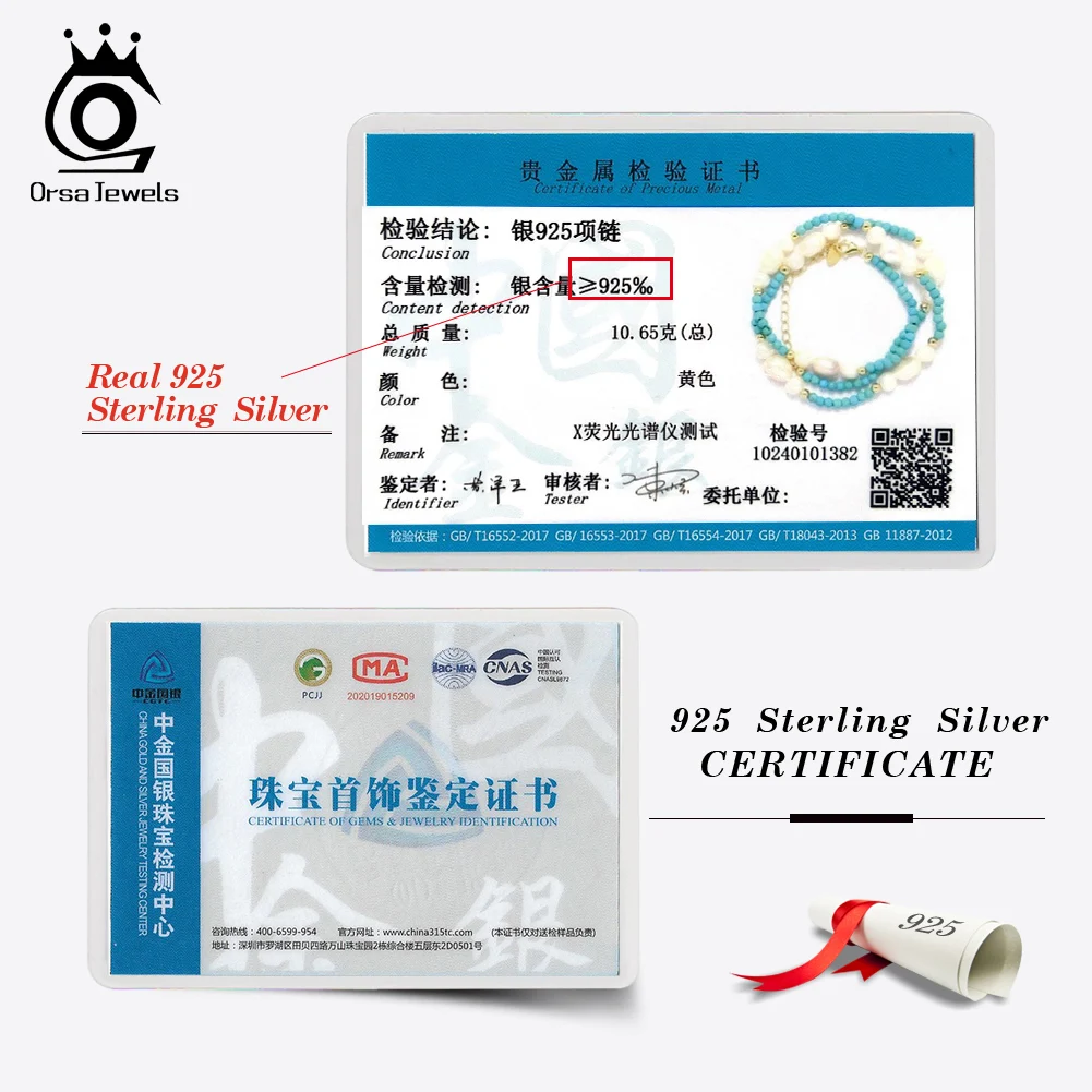 ORSA JEWELS Natural Turquoise Choker Necklace with Handmade Natural Baroque Pearl Tiny Chain for Women Vintage Jewelry MPN03