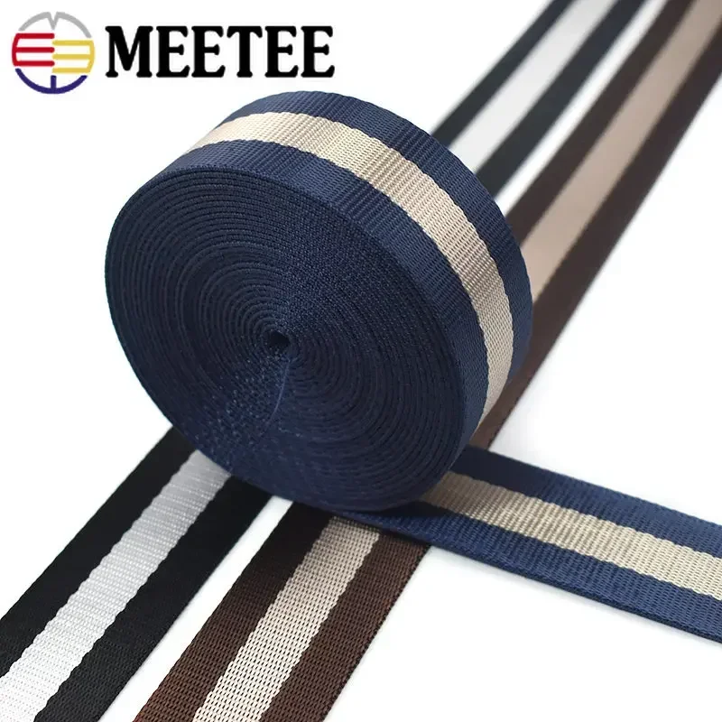 5Meters 38mm Nylon Stripe Webbing 1.4mm Thick Polyester Ribbon Tape for Bag Strap Garment Belt Decor Band DIY Sewing Accessories