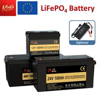 Rechargeable LiFePO4 12V 24V 48V 100Ah 300Ah Lithium Battery for Boat/RV/VAN/Solar Photovoltaic System, 1200Wh 2400Wh 5120Wh Li-ion Battery Pack