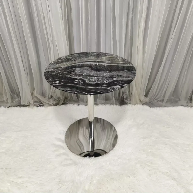 Stainless steel high-end round sofa edge few modern simple marble corner few