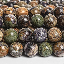 Natural Stone Brown Gray Purple Sandal Jasper Beads Round Loose Beads For Jewelry Making Needlework Bracelet DIY 15
