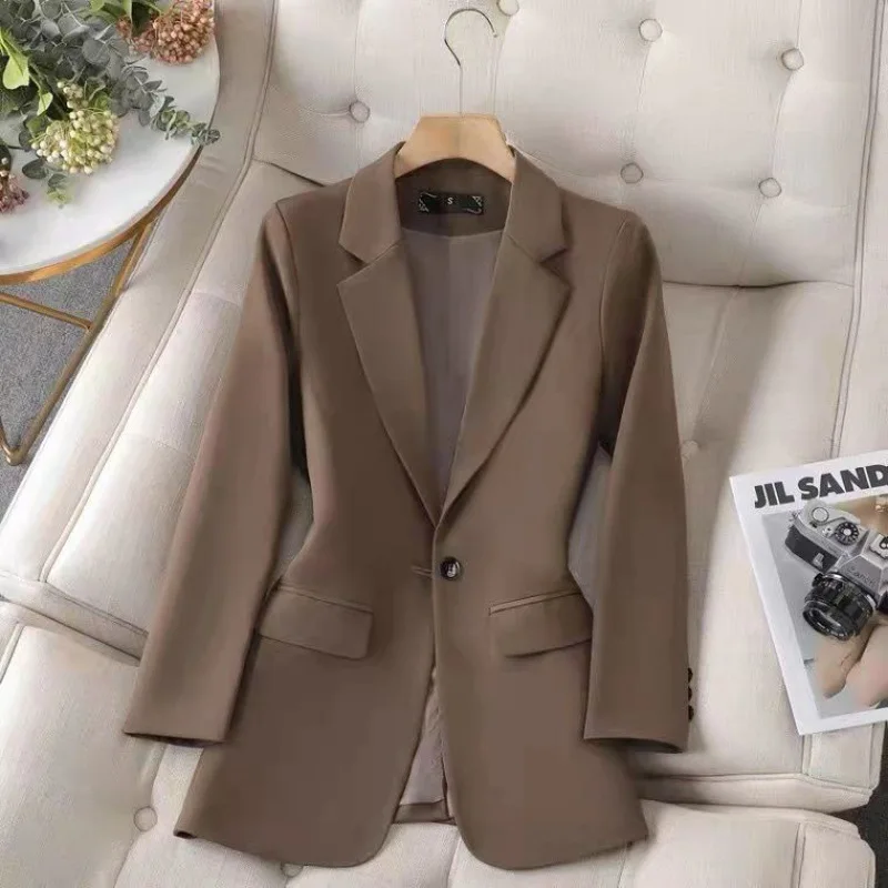 Women\'s Blazer Coat Elegant Fashion Lady Blazers Coats Suits Spring Autumn Long Sleeve Solid Slim Casual Jacket Female Suit Top