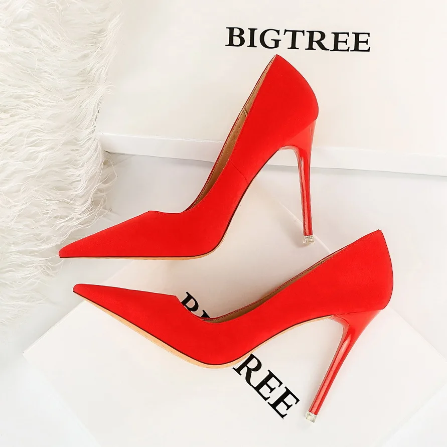 

Fashion Simple Super Women High Heel Shallow Mouth Sandals Suede Ladies Shoes Pointed Head Sexy Nightclub Slim Women's Singles