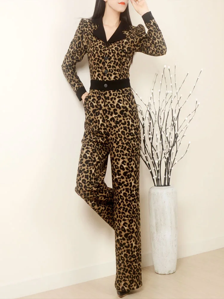 

Spring 2023 High Waist Wide Leg Pajamas Slim Fit Leopard Print Faionable Long Pants Commute Sle Women's Pants