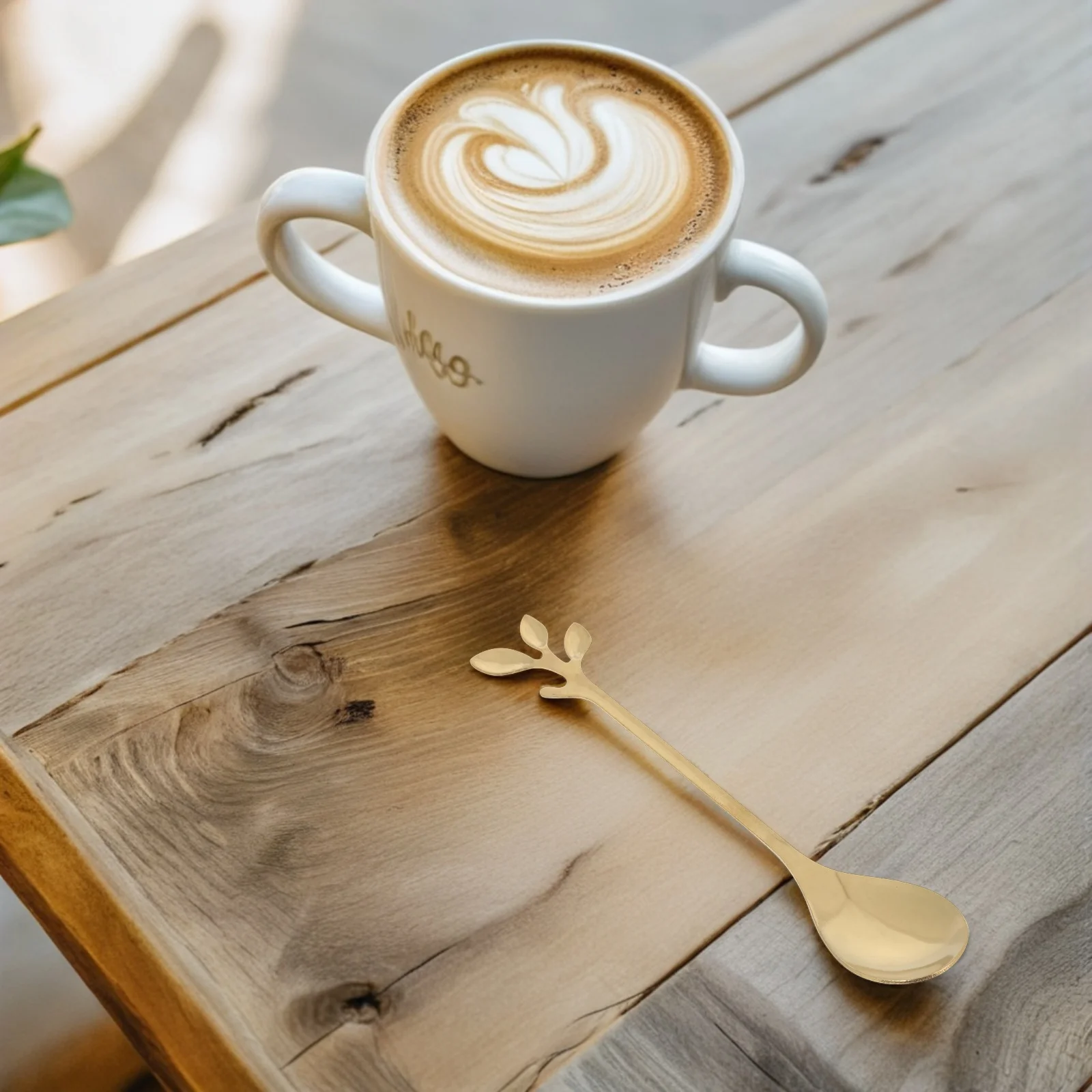 

20Pcs Stainless Steel Spoons Gold Leaf Design Mini Dessert Coffee Stirring Spoons for Tea Ice Cream Sugar Salt Appetizer Serving