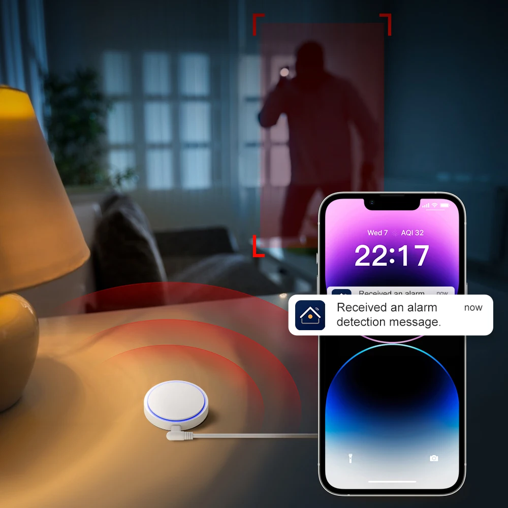 AVATTO Tuya WiFi Sensor de movimento de presença humana Detector de movimento de radar de onda milimétrica com luminância funciona com Alexa, Google Home