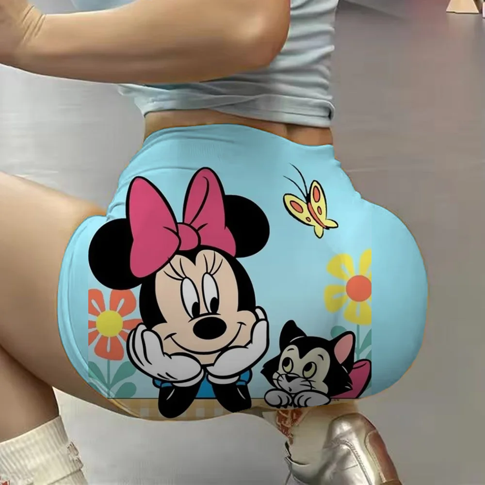Mickey Friends Pattern High Waist Yoga Tight Shorts for Women Sports Fitness Workout Gym Leggings