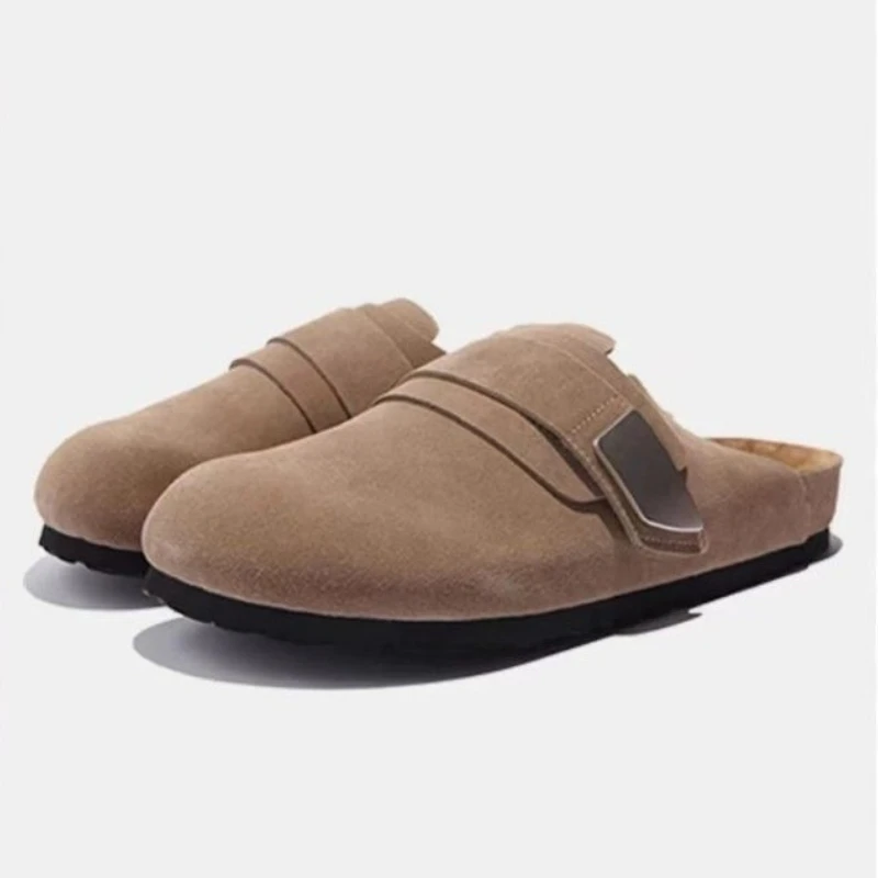 2025 New Spring/Autumn Fashion Women's Suede Solid Color Slippers Outdoor Beach Anti Slip Shoes Bag Toe Household Shoes Plus 43