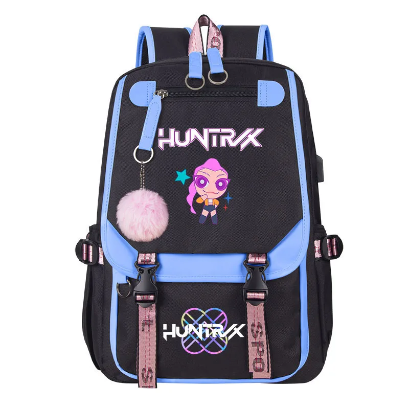 학생용 학교 백팩 K팝 데몬 헌터스 데일리 백팩 2025 핫 무비 프린트 백팩 소녀 소년용 노트북 USB 포트 가방