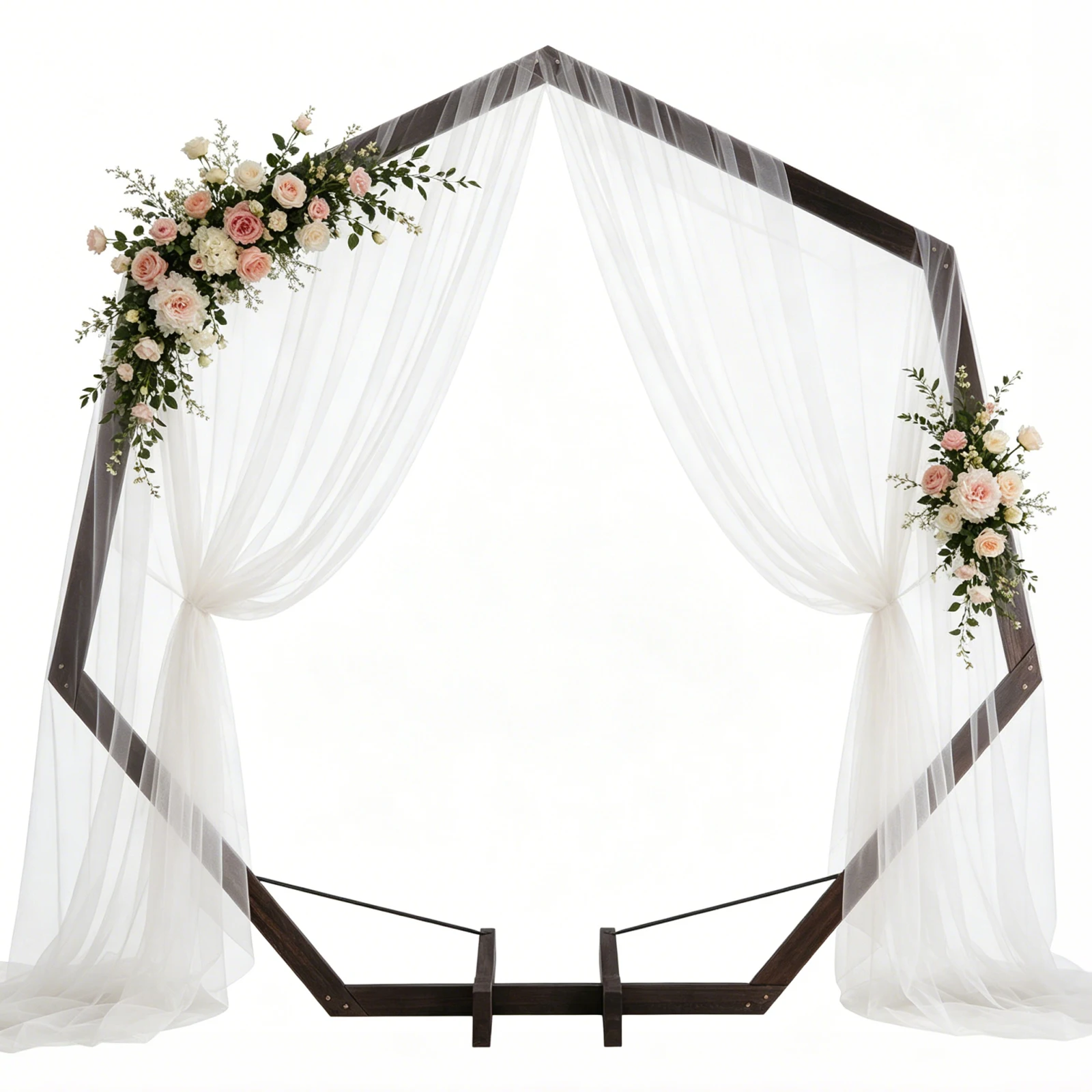 

Heptagonal Wood Wedding Arch Wooden Arbor Support Arbor Decorations Backdrop Stand for Bridal Party Proposal Scene Garden