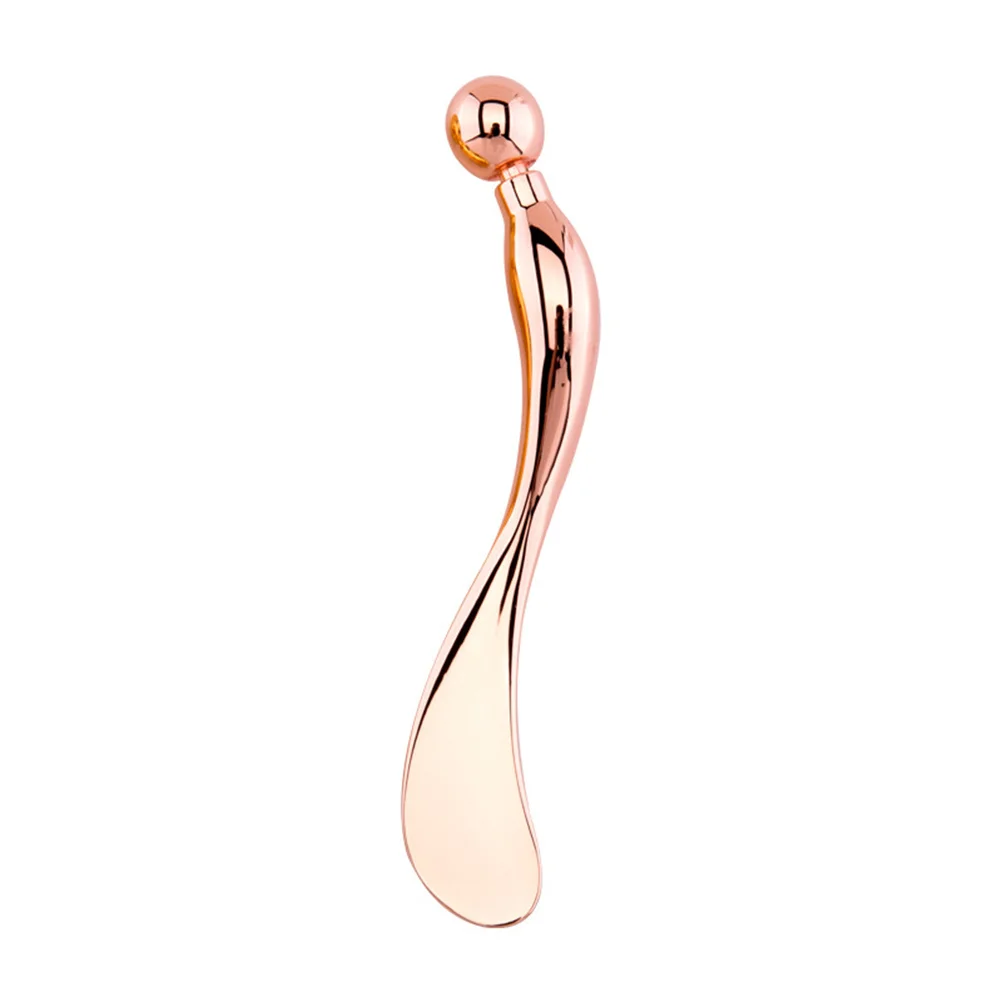 Cucchiaio per crema in metallo in lega di zinco Strumento per massaggio oculare in oro rosa Sollievo dall'affaticamento degli occhi Microcircolazione Promozione della circolazione sanguigna