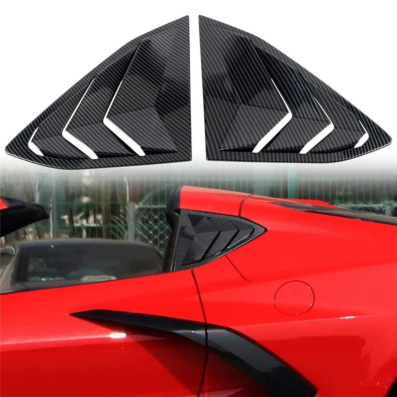 

Car Rear Triangle Window Shutters Rear Triangular Blinds For Corvette C8 2020-2023 Carbon Fiber