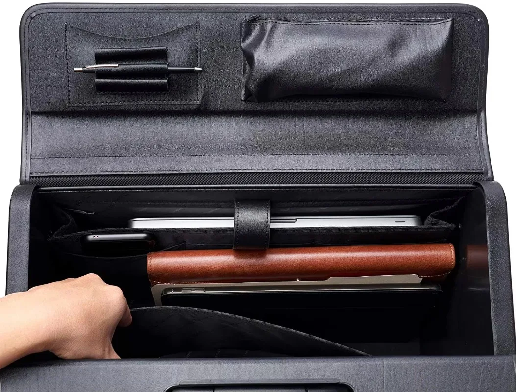 Mallette en cuir à roulettes pour ordinateur portable de 18 pouces, porte-documents à roulettes, étui pour avocats, taille légale