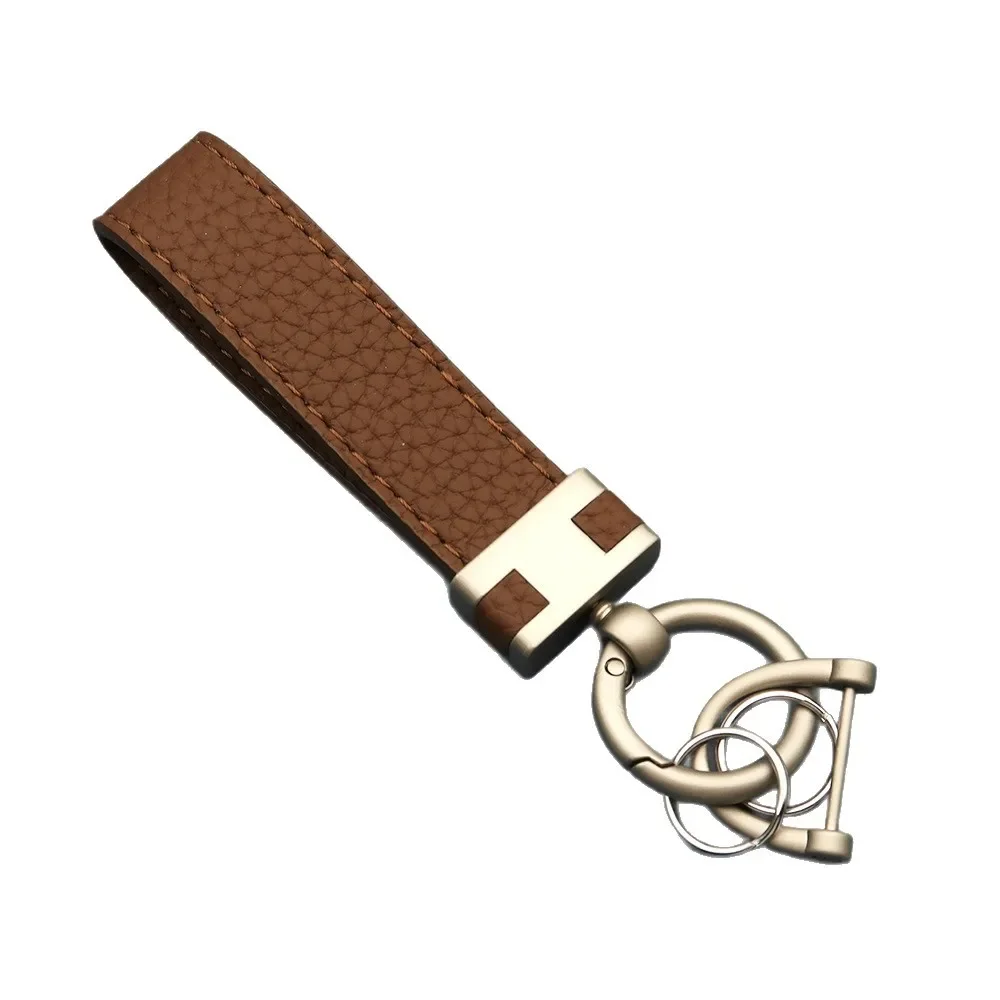 Schlüsselanhänger mit individuellem Logo, Litschi-Muster, für Herren und Damen, Leder, Laser, personalisierbar, Handytasche, Schlüsselanhänger, Ring, niedlicher Auto-Schlüsselanhänger aus Metall